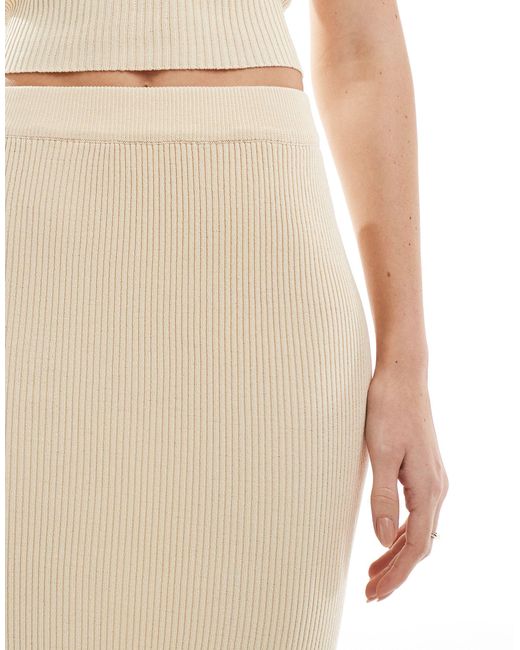 New Look Natural Knitted Midi Skirt