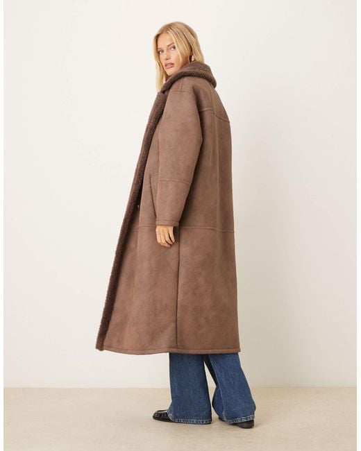 ASOS Natural Longline Bonded Borg Jacket