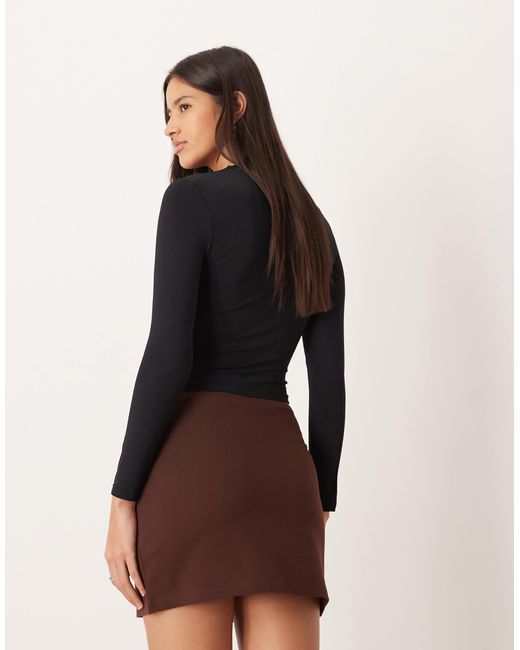 ASOS Brown Ponte Micro Mini Skirt With Pocket Detailing