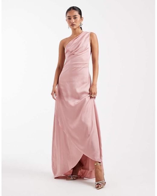 Vestito Lungo Da Damigella Monospalla di TFNC London in Pink