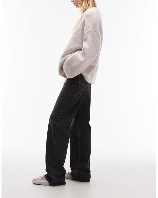 Tall - ember - jean large à taille basse - délavé TOPSHOP en coloris Gray