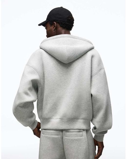 Bershka Gray Technical Zip-through Hoodie for men