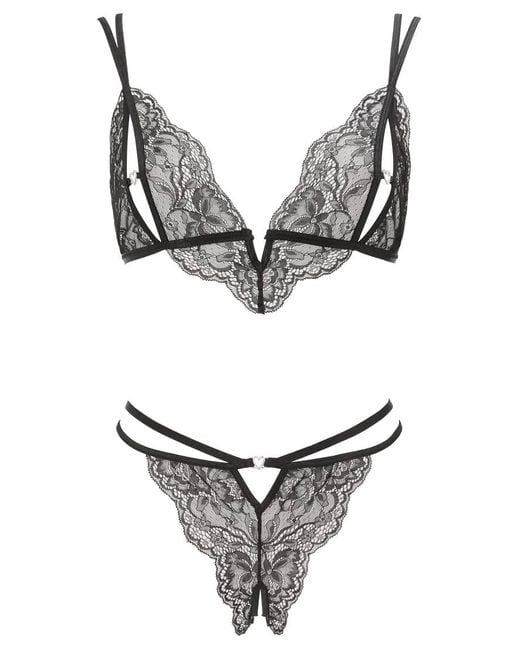 Ann Summers Brown Diamond Heart Crotchless Set