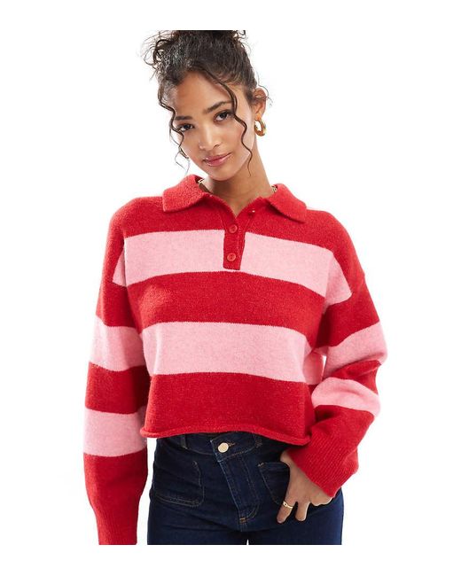 Bershka Textured Knitted Polo Jumper