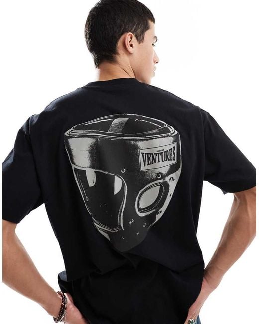 ASOS Black Oversized T-Shirt With Sports Graphic for men