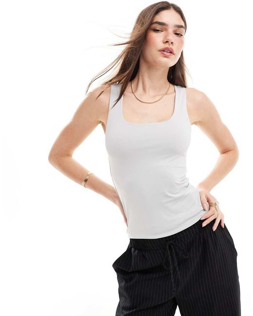 ONLY White Reversible Seamless Square Neck Vest Top