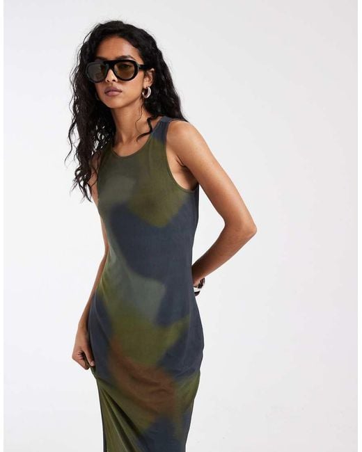 Vero Moda Brown Sleeveless Seam Front Mesh Dress