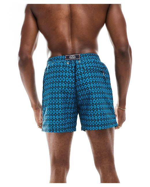 Superdry Blue Printed 15-inch Swim Shorts for men