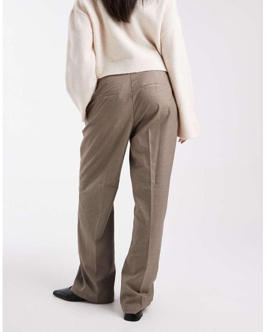 Pantaloni A Fondo Ampio Sartoriali Mélange Con Pieghe Sul Davanti E Vita Regolabile Con Bottoni di Vero Moda in Natural