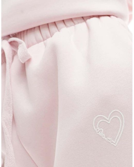 Miss Selfridge White Logo Puff Print Cuffed jogger Co Ord