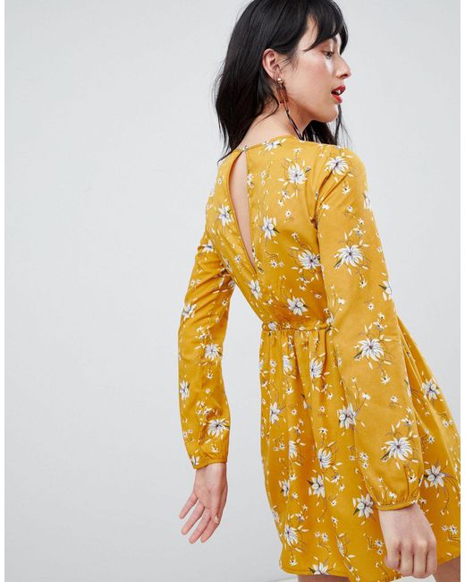 yellow floral swing dress