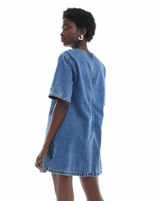 ASOS Blue Soft Denim T-shirt Mini Dress