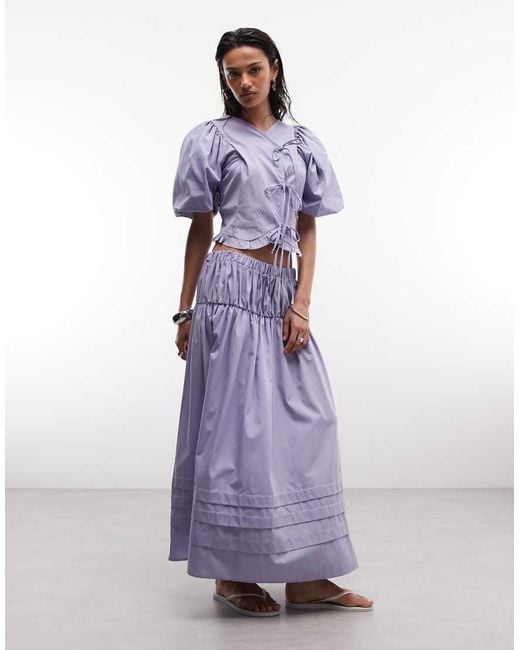 Reclaimed Vintage Purple Western Cowgirl Midi Skirt With Pintucks
