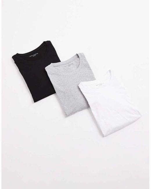 French Connection Black 3-Pack Cotton Crew Neck Boxy Fit Short Sleeve T-Shirts
