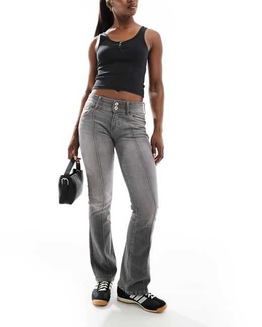 Bershka Gray Low Rise Flare Jeans