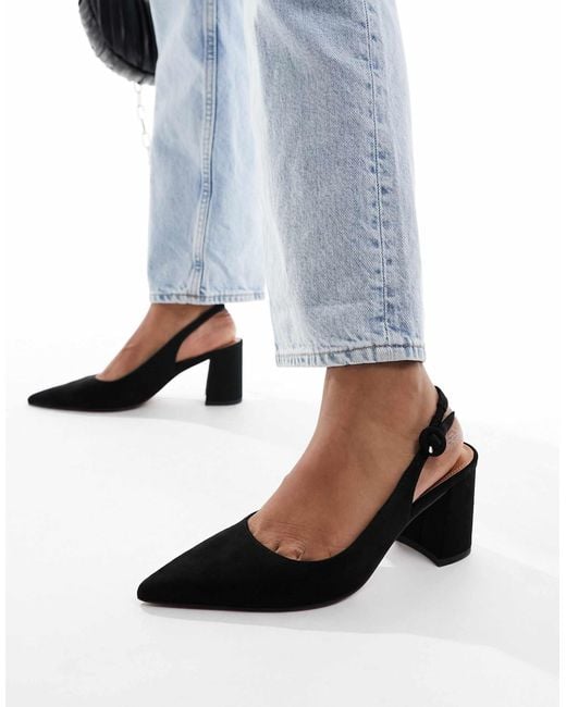 ASOS Blue Sutton Slingback Mid Block Heels