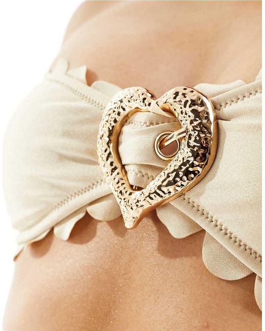 Candypants Natural Scallop Heart Bandeau Bikini Top