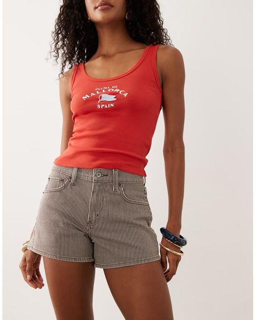 Abercrombie & Fitch Red A-line Denim Shorts