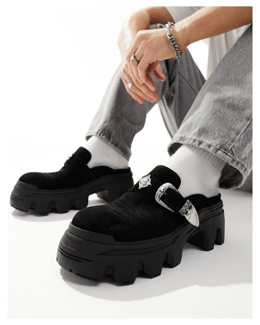 ASOS Black Chunky Mule Loafers for men