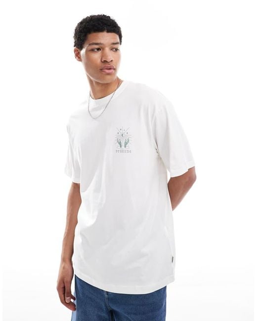 Only & Sons White Oversized T-shirt With Fortune Back Print for men