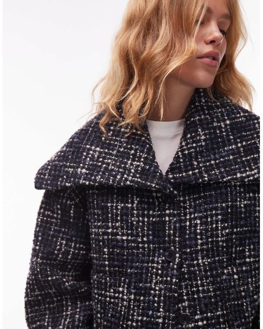 & Other Stories Blue Jacquard Jacket With Statement Collar