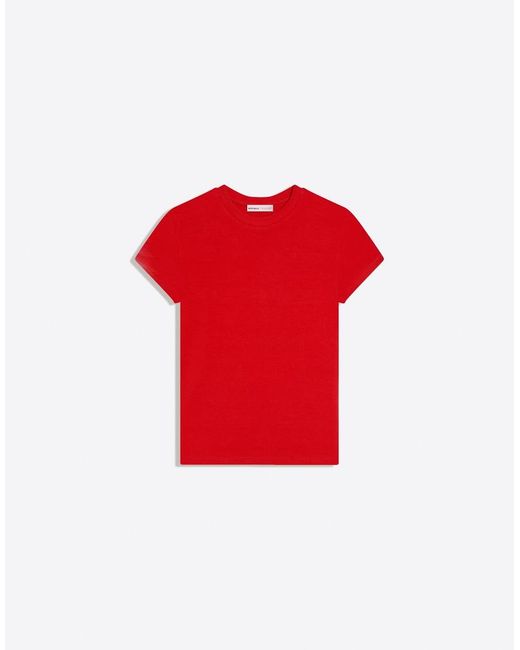 Bershka Red Short Sleeve Crew Neck T-Shirt