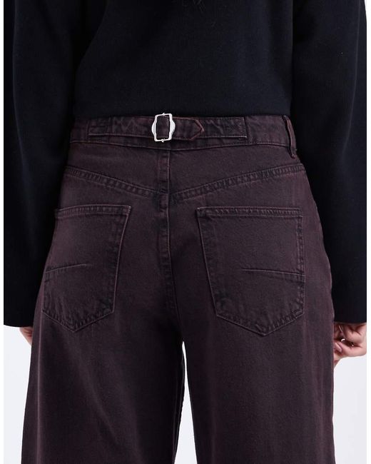 ASOS Red Ankle Grazer Barrel Jeans With Cinch Waist