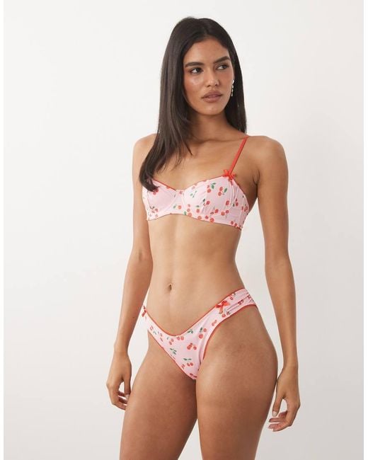ASOS Red Shannon Picot Balcony Underwire Bikini Top