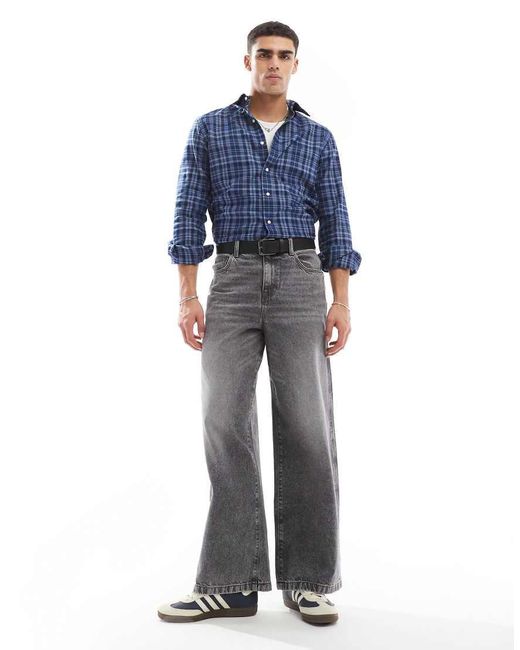 Camisa A Cuadros Con Logo De Sarga Cepillada Resistente Icon De Polo Ralph Lauren de hombre de color Blue