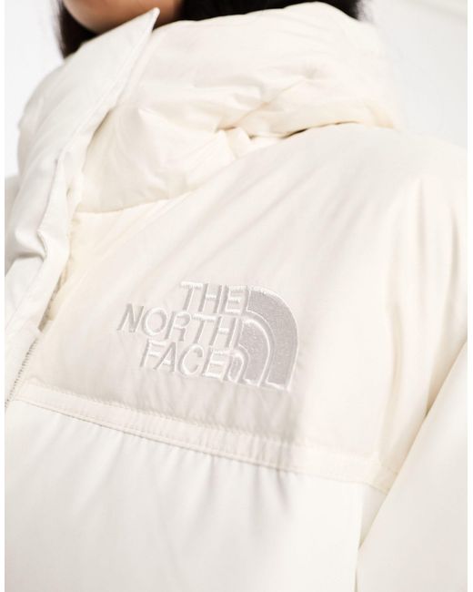 The North Face White – nuptse – langer wattierter daunenmantel