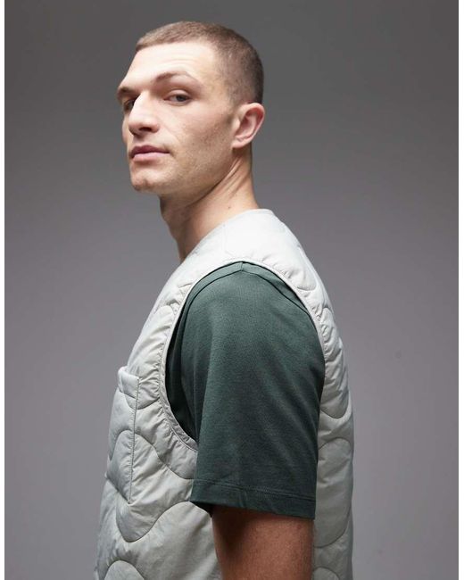ARKET Gray Quilted Vest With Zip Front for men