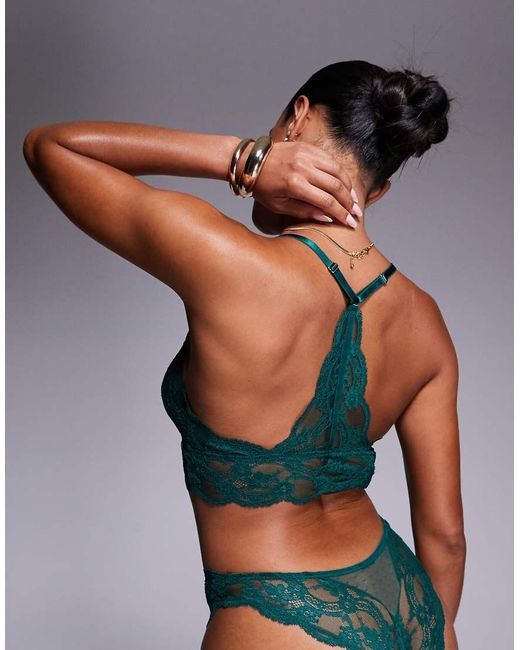 Bralette De Corte Alargado De Encaje Lola De ASOS de color Green