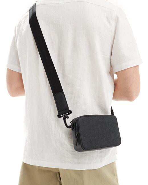 ASOS White Faux Leather Cross Body Camera Bag for men