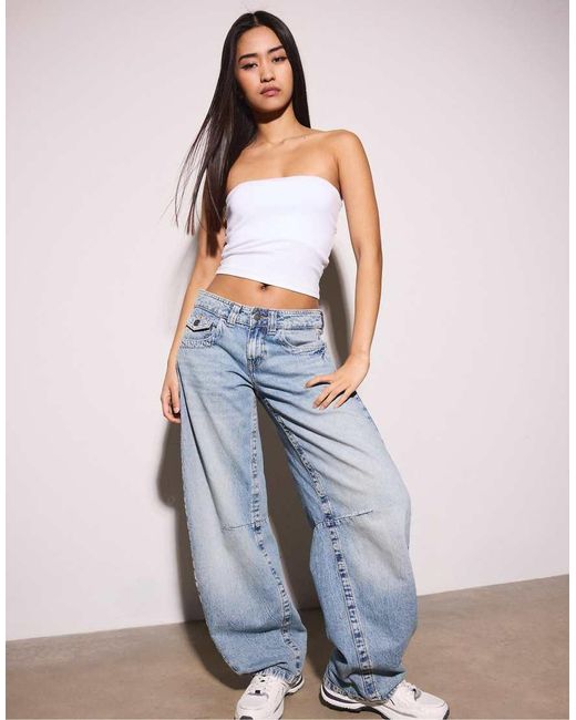 Stradivarius Blue Basic Bandeau Top