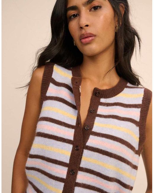 Nobody's Child Blue Stripe Button Through Vest