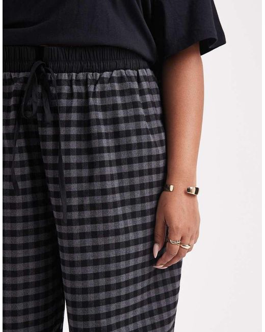 Pantalones Negros Y Grises A Cuadros Sin Cierres De Pernera Barrel Con Lazada En La Cintura De Curve ASOS de color Black