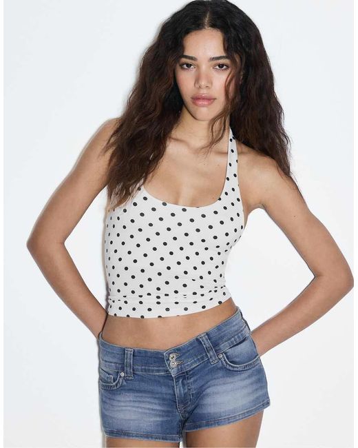 Stradivarius Blue Denim Micro Shorts