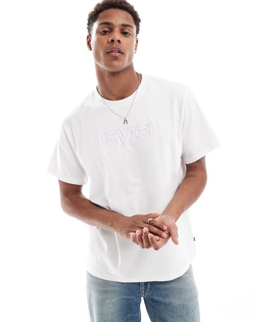 Camiseta blanca holgada con logo en relieve Levi's de hombre de color White
