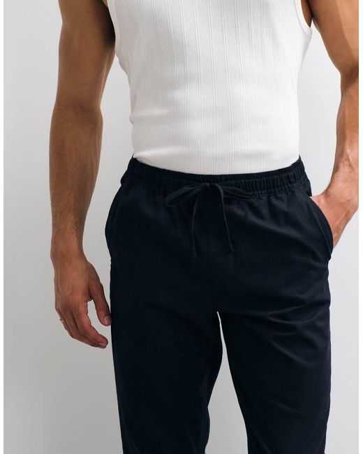 ASOS White 2 Pack Linen Blend Trousers for men
