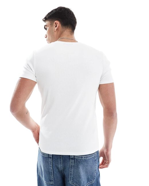 ASOS – geripptes basic-t-shirt in White für Herren