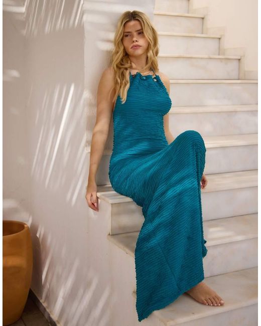 South Beach Blue Halterneck Maxi Dress