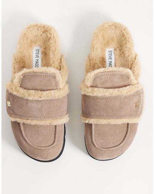 Steve Madden White Faux Shearling Clogs