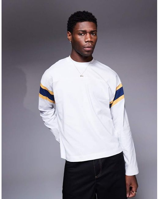 ASOS Oversized Recht T-Shirt Met Lange Mouwen En Contrasterende Inzetstukken in het Blue voor heren