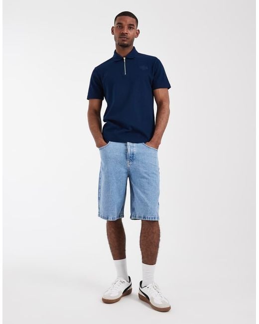 ASOS Blue Heavyweight Regular Fit Polo Co-ord for men