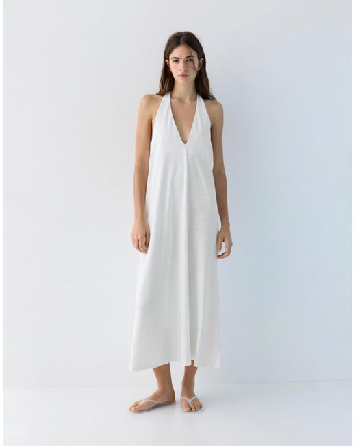 Pull&Bear Blue – neckholder-midikleid