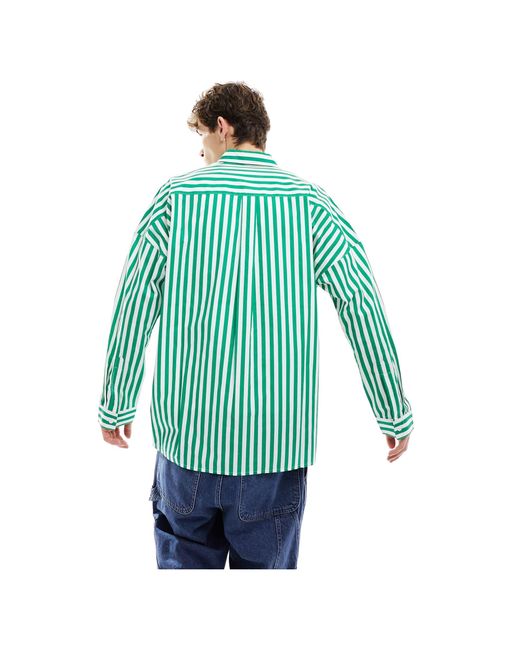 Camicia oversize verde a righe di Collusion in Green da Uomo
