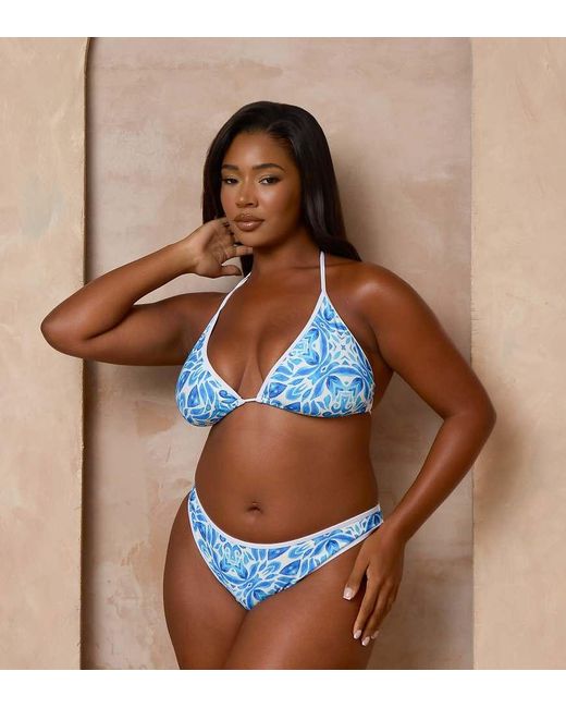 Moda Minx Curve Brown X Alessa Tyrrell-charles Mykonos Print Triangle Bikini Top