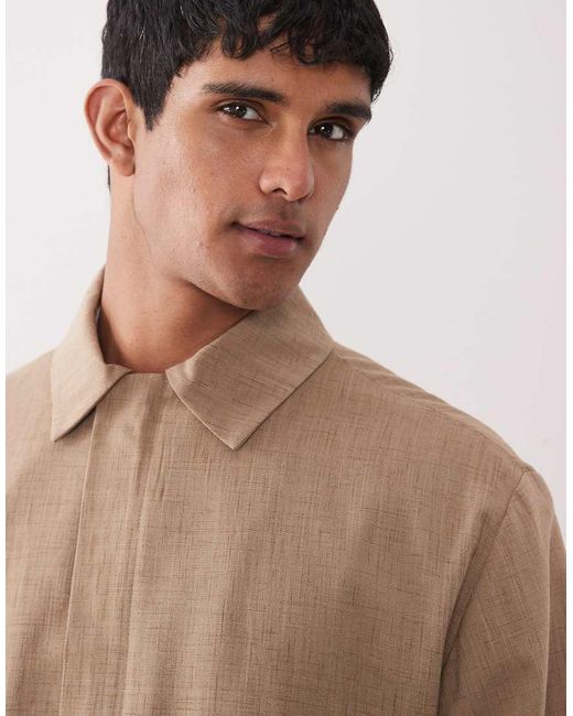 ASOS Natural Smart Co-ords Pleated Blouson Jacket for men