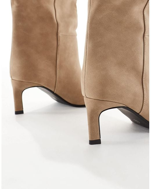 SEQWL Wide Fit Natural Benz Kitten Heel Ankle Boots