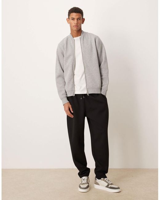 ASOS White Jersey Zip-up Bomber Jacket for men